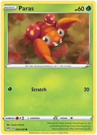 2020 Pokemon Sword & Shield Darkness Ablaze #003/189 - Paras