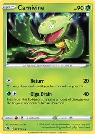 2020 Pokemon Sword & Shield Darkness Ablaze #005/189 - Carnivine