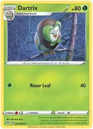 2020 Pokemon Sword & Shield Darkness Ablaze #012/189 - Dartrix