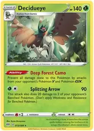 2020 Pokemon Sword & Shield Darkness Ablaze #013/189 - Decidueye ex