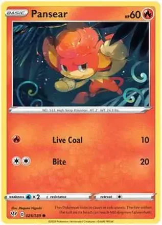 2020 Pokemon Sword & Shield Darkness Ablaze #026/189 - Pansear
