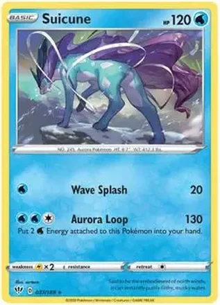 2020 Pokemon Sword & Shield Darkness Ablaze #037/189 - Suicune
