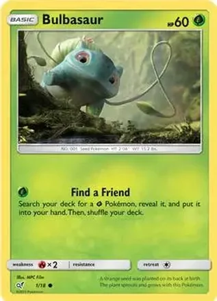 2019 Pokemon Sun & Moon Detective Pikachu #1/18 - Bulbasaur