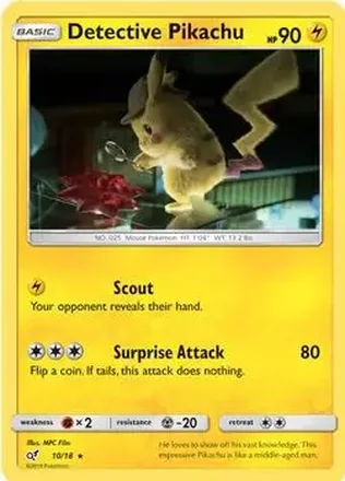 2019 Pokemon Sun & Moon Detective Pikachu #10/18 - Pikachu