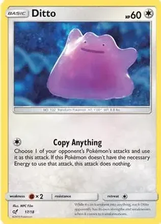 2019 Pokemon Sun & Moon Detective Pikachu #17/18 - Ditto