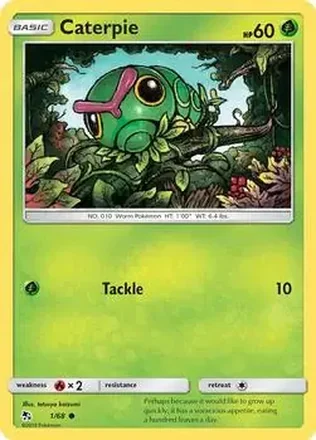2019 Pokemon Sun & Moon Hidden Fates #1/68 - Caterpie