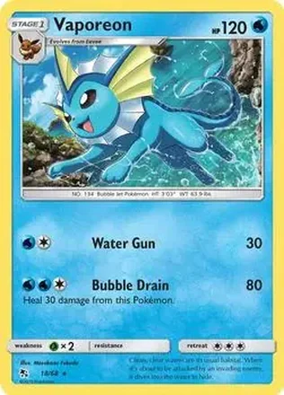 2019 Pokemon Sun & Moon Hidden Fates #18/68 - Vaporeon