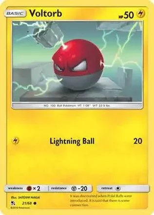 2019 Pokemon Sun & Moon Hidden Fates #21/68 - Voltorb