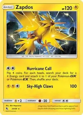 2019 Pokemon Sun & Moon Hidden Fates #24/68 - Zapdos