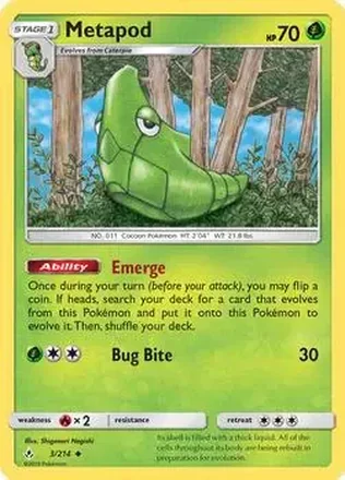 2019 Pokemon Sun & Moon Unbroken Bonds #3/214 - Metapod