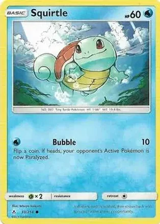 2019 Pokemon Sun & Moon Unbroken Bonds #33/214 - Squirtle