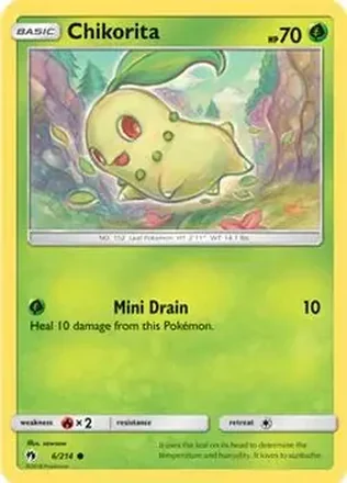2018 Pokemon Sun & Moon Lost Thunder #6/214 - Chikorita