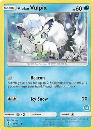 2018 Pokemon Sun & Moon Trainer Kit: Alolan Sandslash & Alolan Ninetales #14 - Vulpix