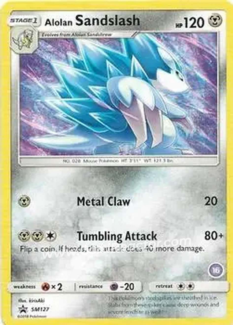 2018 Pokemon Sun & Moon Trainer Kit: Alolan Sandslash & Alolan Ninetales #16 - Sandslash - Front 2018 Pokemon Sun & Moon Trainer Kit: Alolan Sandslash & Alolan Ninetales #16 - Sandslash - Front