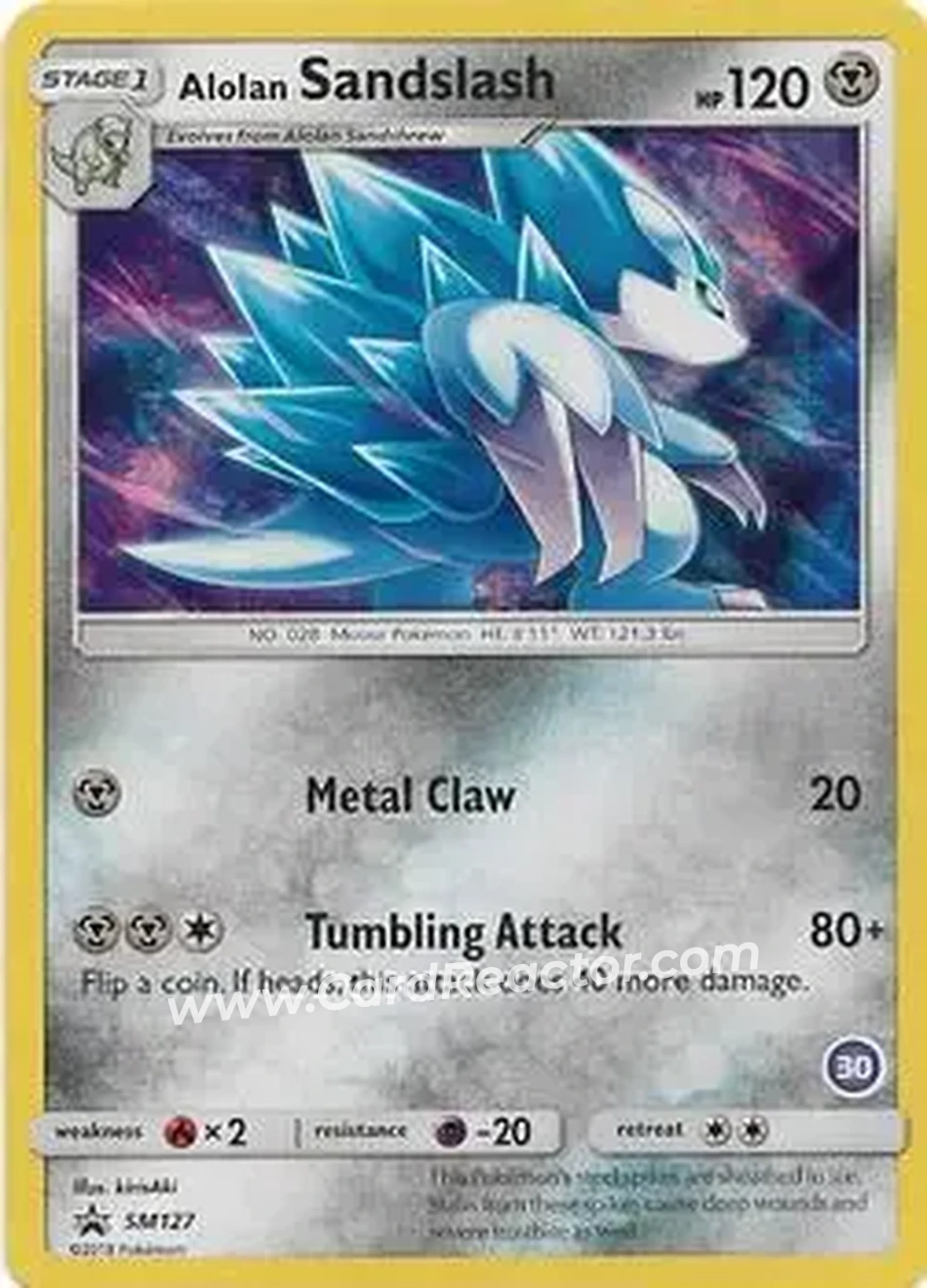 2018 Pokemon Sun & Moon Trainer Kit: Alolan Sandslash & Alolan Ninetales #30 - Sandslash - Front