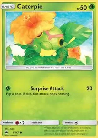 2017 Pokemon Sun & Moon Burning Shadows #1/147 - Caterpie