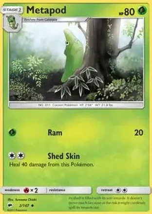 2017 Pokemon Sun & Moon Burning Shadows #2/147 - Metapod