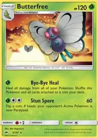2017 Pokemon Sun & Moon Burning Shadows #3/147 - Butterfree