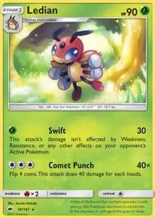 2017 Pokemon Sun & Moon Burning Shadows #10/147 - Ledian