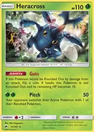 2017 Pokemon Sun & Moon Burning Shadows #11/147 - ヘラクロス