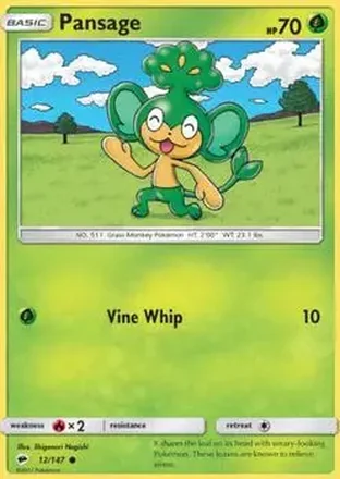 2017 Pokemon Sun & Moon Burning Shadows #12/147 - Pansage