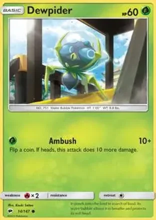 2017 Pokemon Sun & Moon Burning Shadows #14/147 - Dewpider