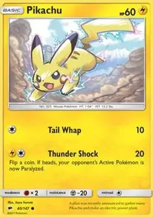 2017 Pokemon Sun & Moon Burning Shadows #40/147 - Pikachu