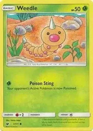 2017 Pokemon Sun & Moon Crimson Invasion #1/111 - Weedle