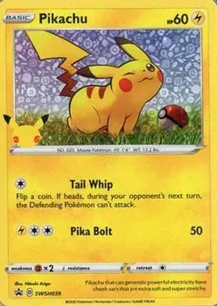 2019-23 Pokémon Sword & Shield Black Star Promos #SWSH039b - Pikachu