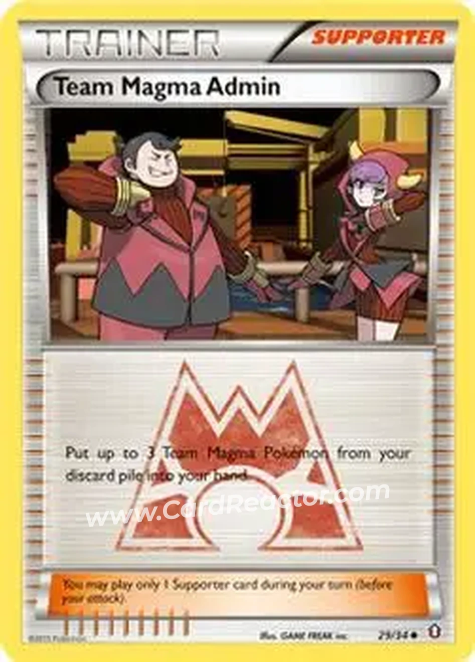 2015 Pokemon XY Double Crisis #29 - Team Magma Admin - Front