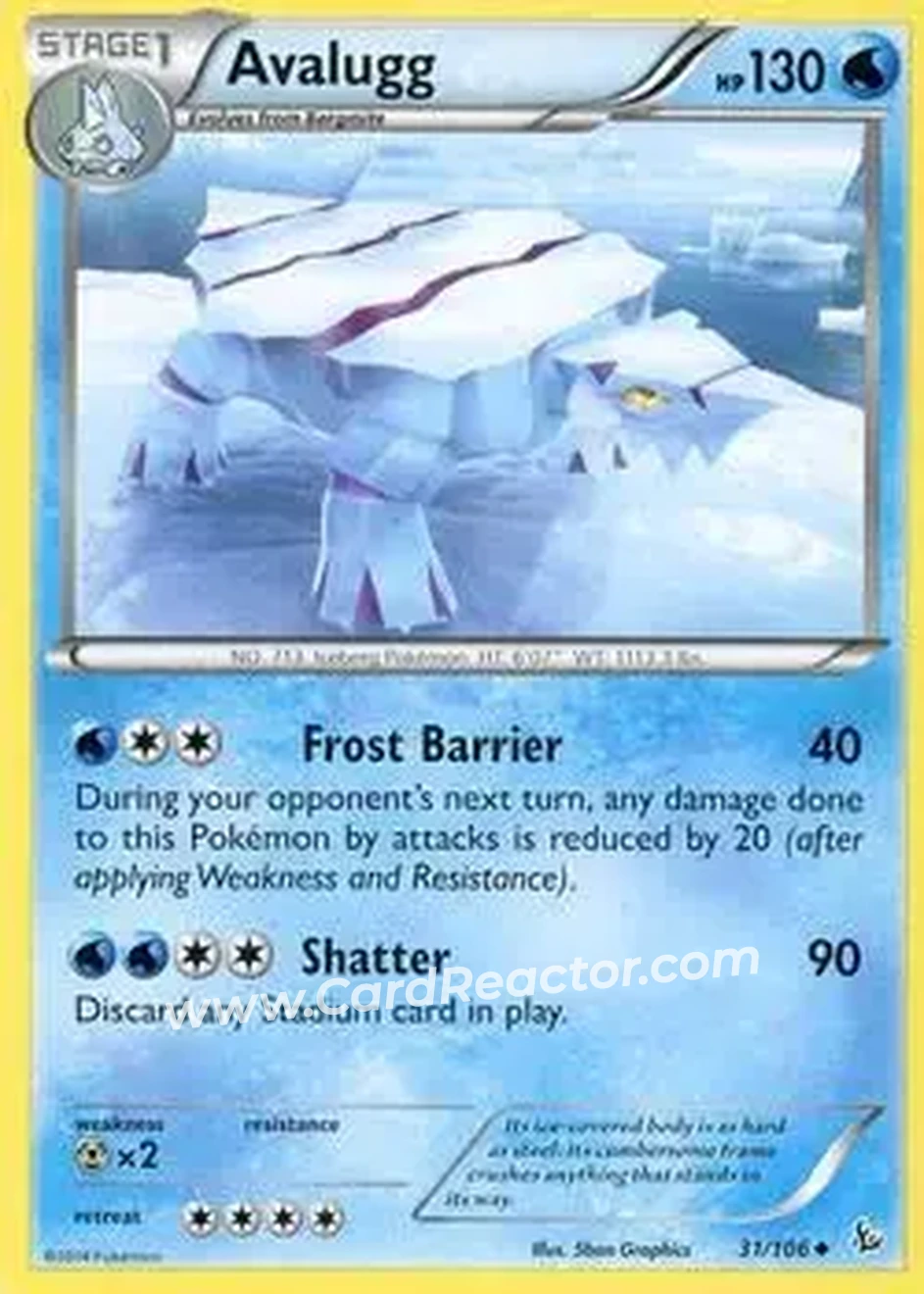 2014 Pokemon XY Flashfire #31/106 - Avalugg - Front