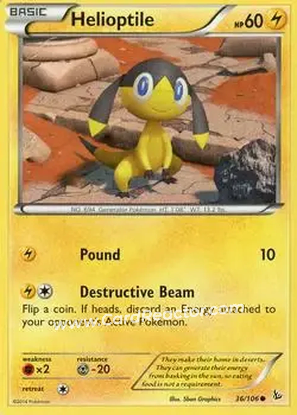2014 Pokemon XY Flashfire #36/106 - Helioptile - Front