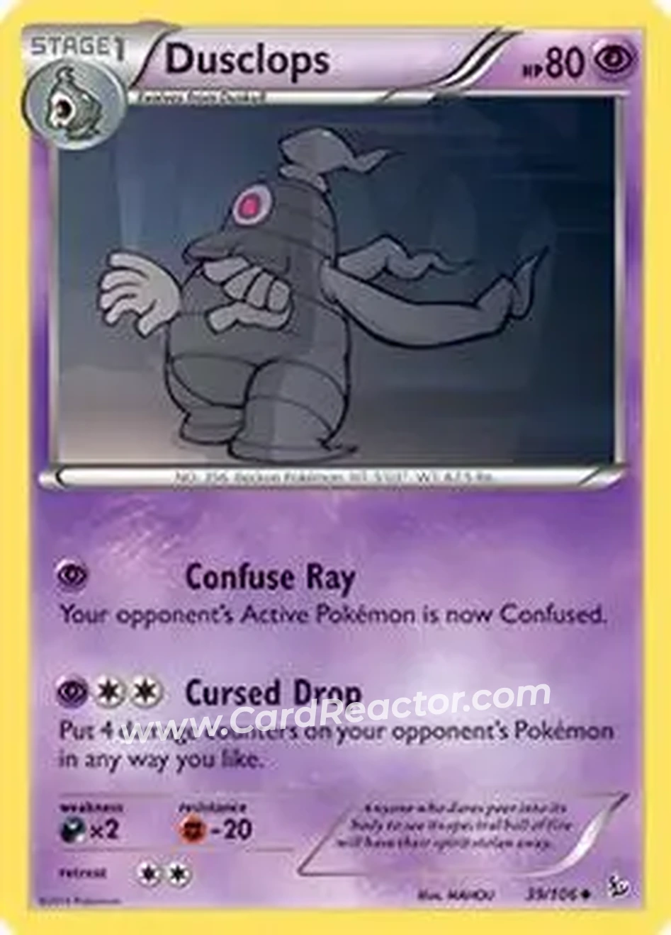 2014 Pokemon XY Flashfire #39/106 - Dusclops - Front