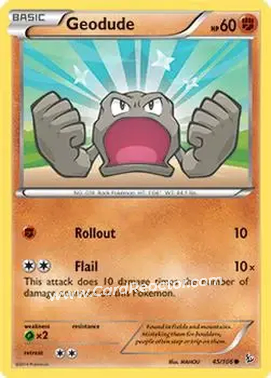 2014 Pokemon XY Flashfire #45/106 - Geodude - Front