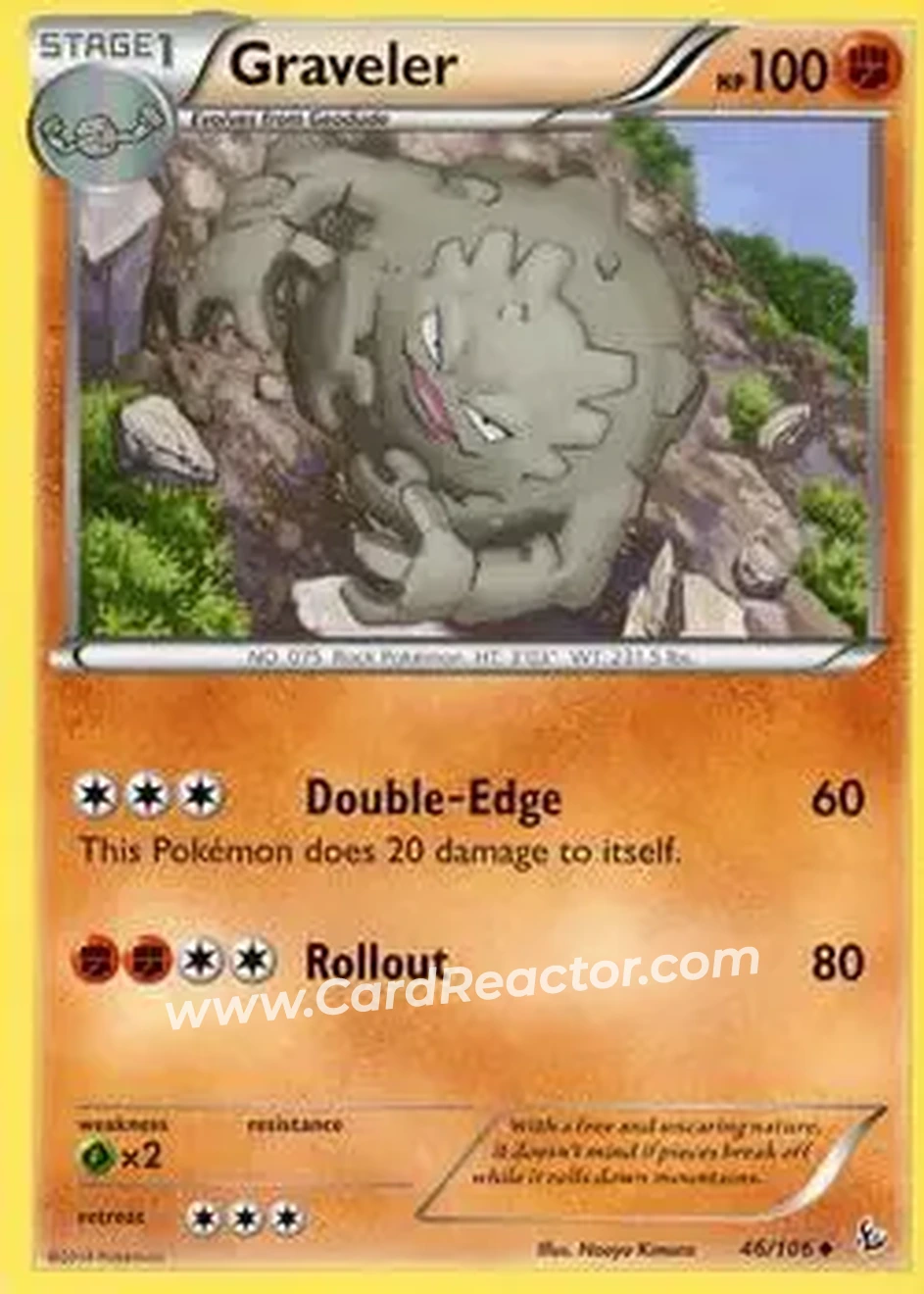 2014 Pokemon XY Flashfire #46/106 - Graveler - Front