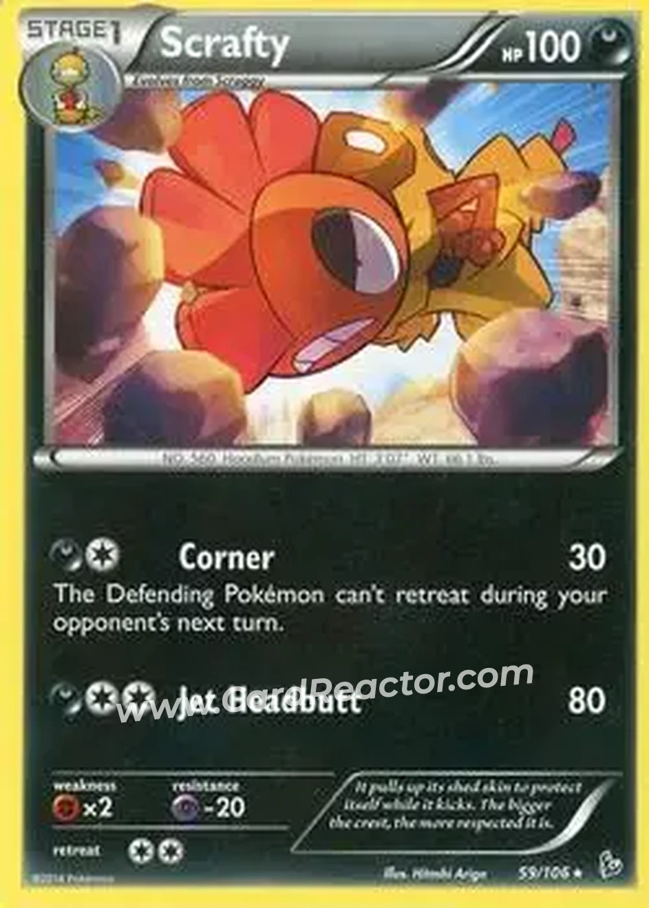 2014 Pokemon XY Flashfire #59/106 - Scrafty - Front