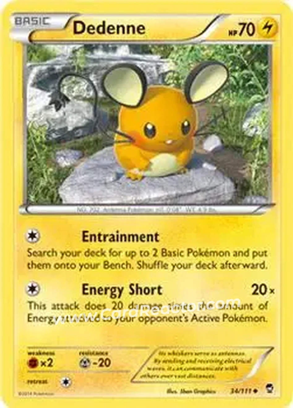 2014 Pokemon XY Furious Fists #34/111 - デデンネ - Front