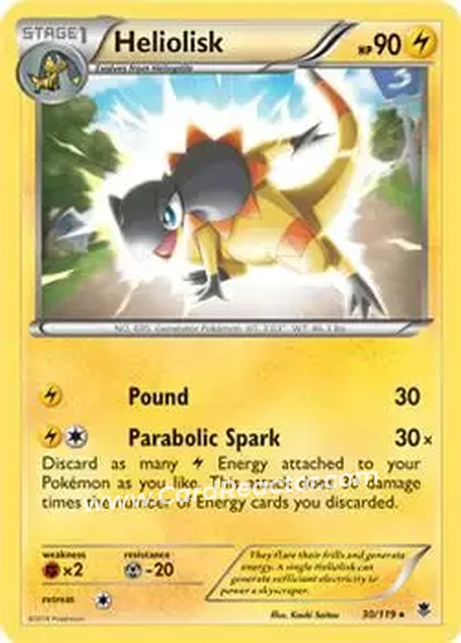 2014 Pokemon XY Phantom Forces #30/119 - Heliolisk - Front