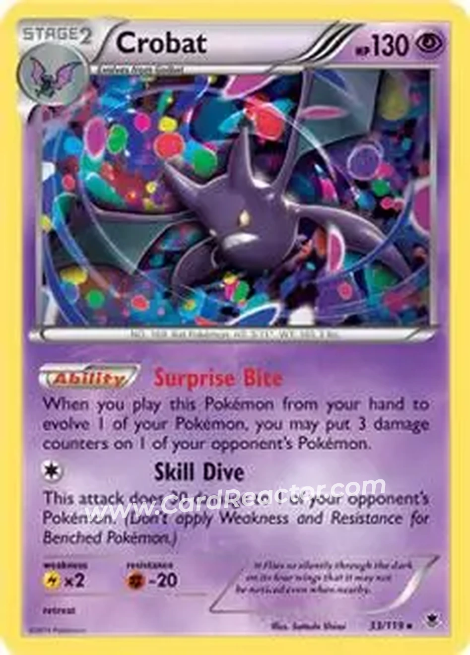 2014 Pokemon XY Phantom Forces #33/119 - Crobat - Front
