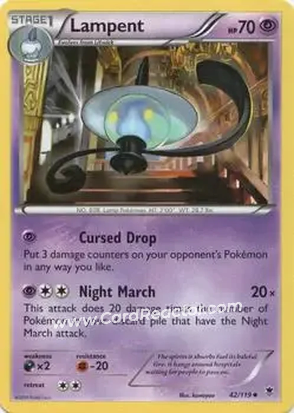 2014 Pokemon XY Phantom Forces #42/119 - Lampent - Front