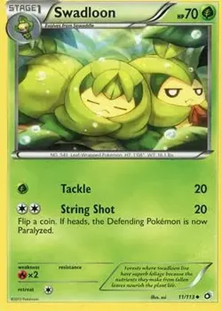 2013 Pokemon Black & White Legendary Treasures #11/113 - Swadloon