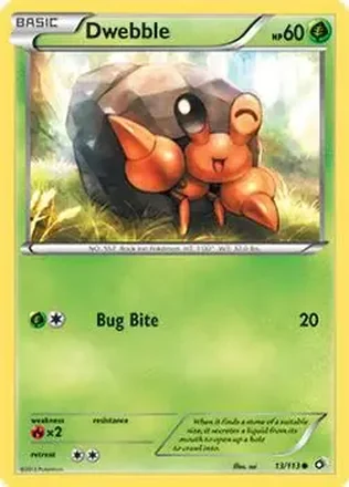 2013 Pokemon Black & White Legendary Treasures #13/113 - Dwebble