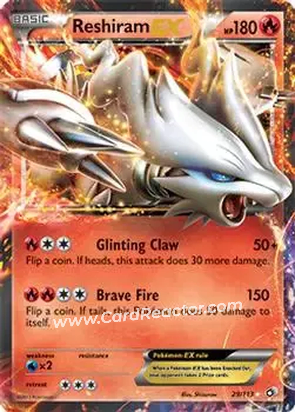 2013 Pokemon Black & White Legendary Treasures #29/113 - Reshiram - Front