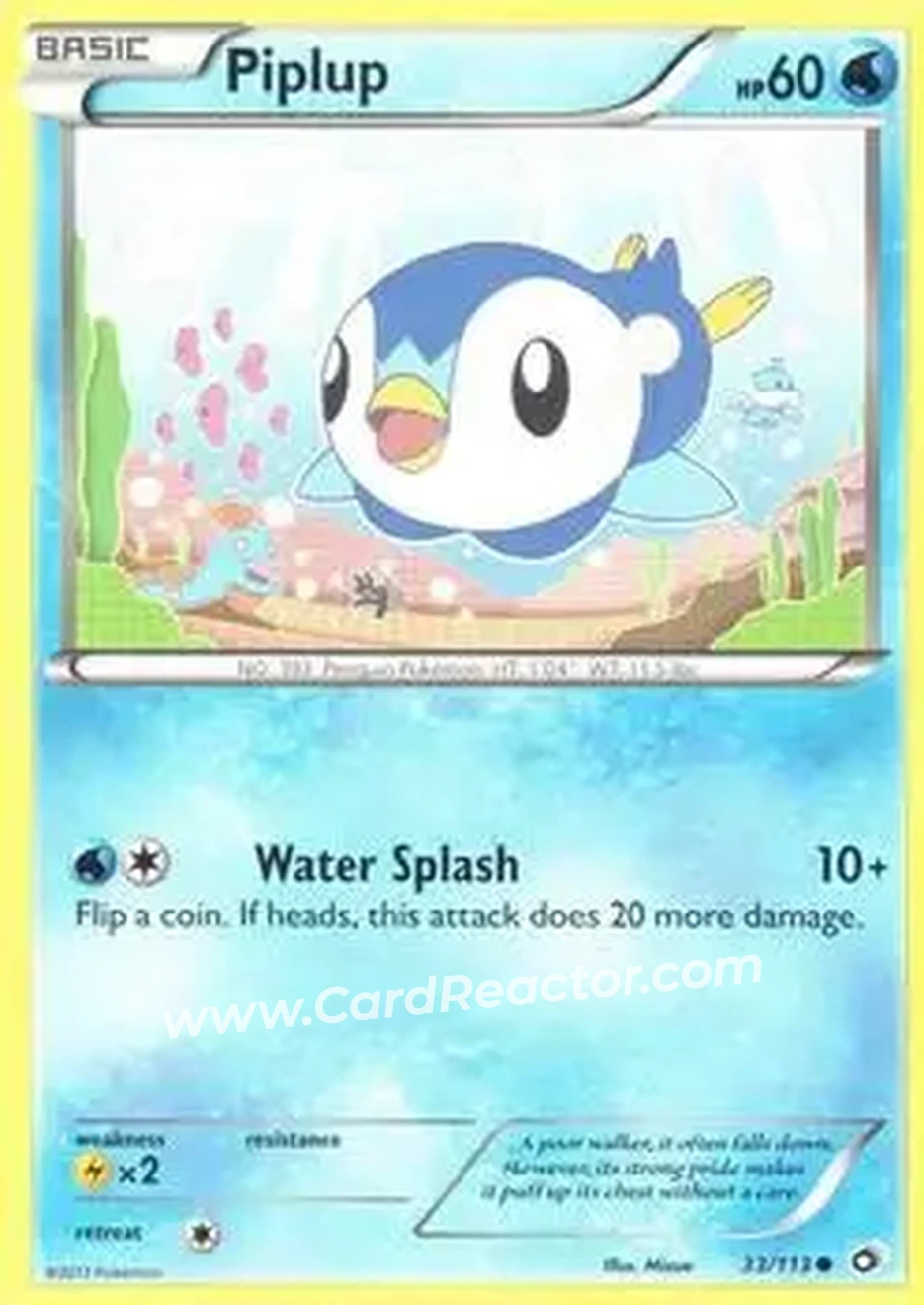 2013 Pokemon Black & White Legendary Treasures #33/113 - Piplup - Front