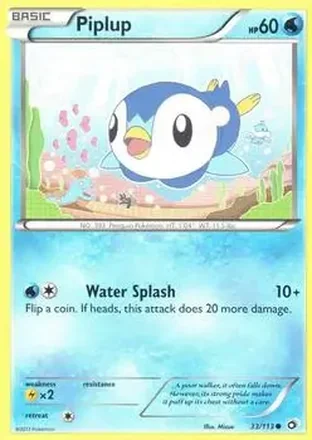 2013 Pokemon Black & White Legendary Treasures #33/113 - Piplup
