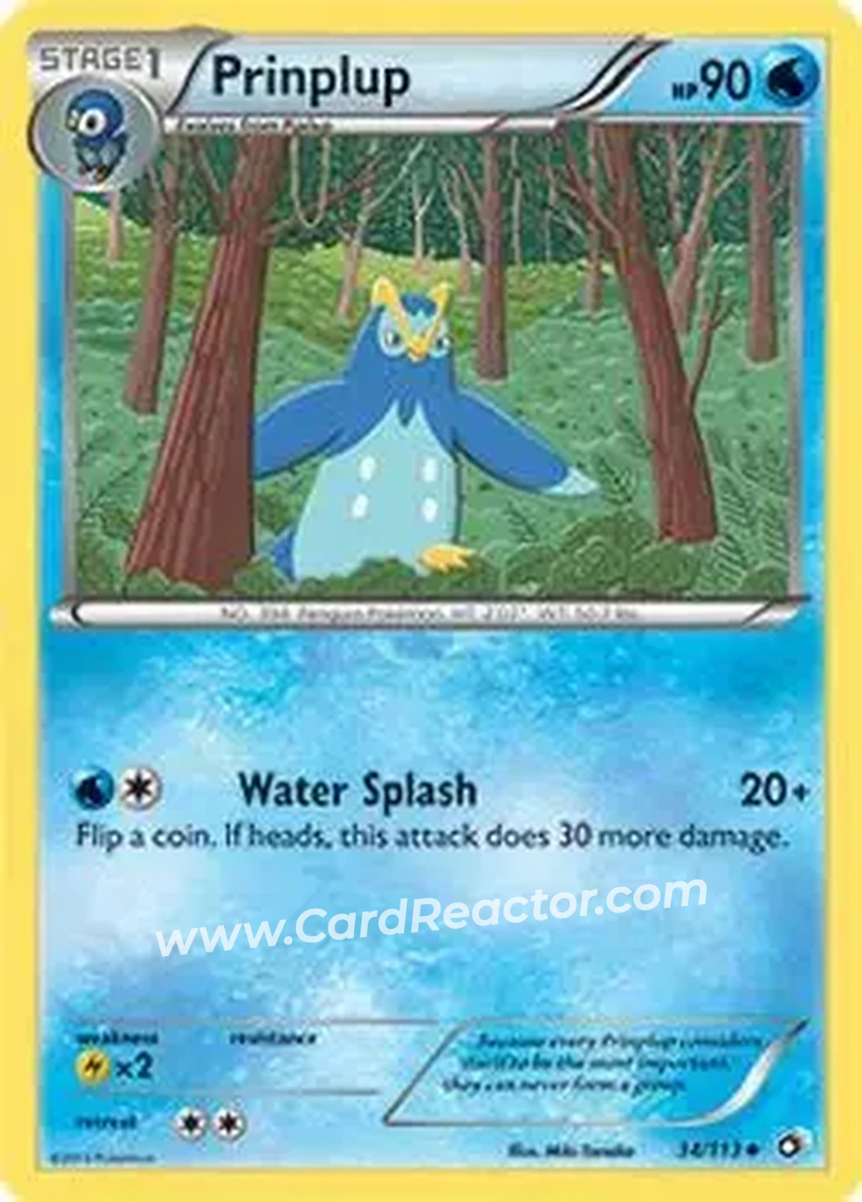 2013 Pokemon Black & White Legendary Treasures #34/113 - Prinplup - Front