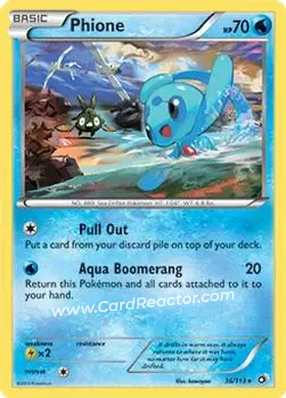 2013 Pokemon Black & White Legendary Treasures #36/113 - Phione - Front