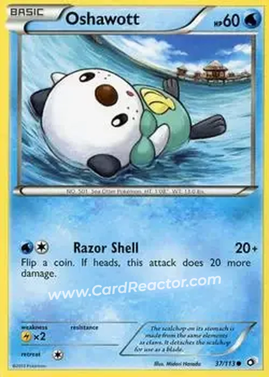 2013 Pokemon Black & White Legendary Treasures #37/113 - Oshawott - Front