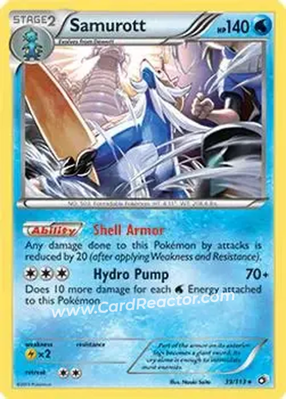 2013 Pokemon Black & White Legendary Treasures #39/113 - Samurott - Front