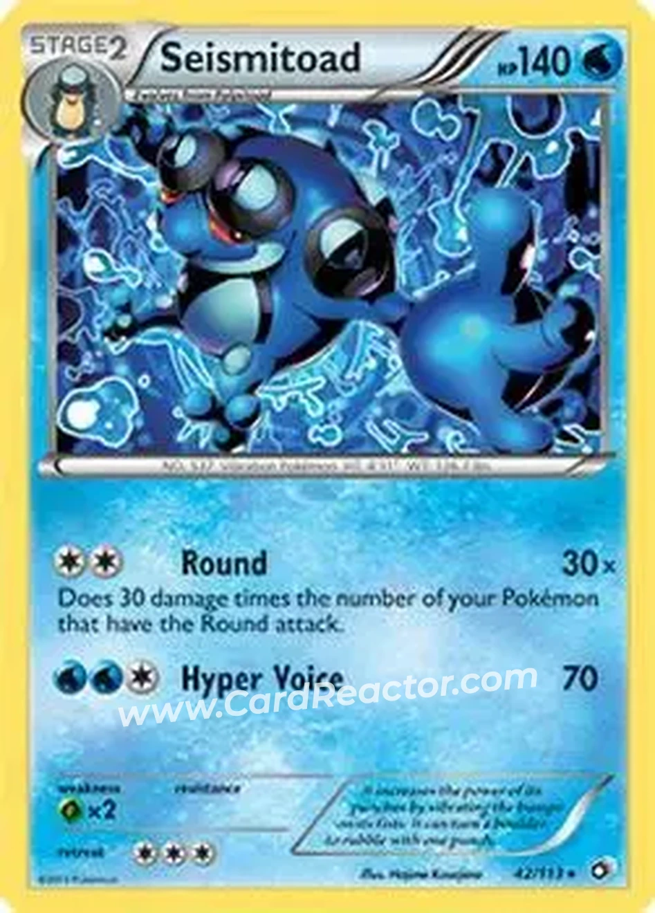 2013 Pokemon Black & White Legendary Treasures #42/113 - Seismitoad - Front